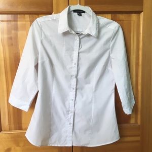 Atmosphere White 3/4 Sleeve Button Down Shirt